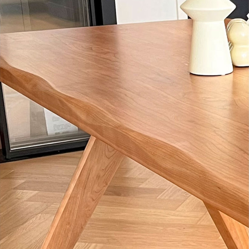 HomeLuxea Minimalist Natural Ash Wood Dining Table Set